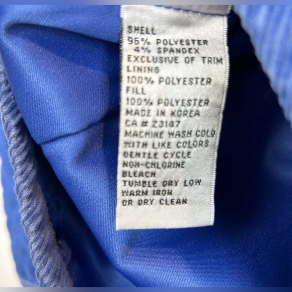 Talbots Petites Sz L Quilted Jacket Snaps Corduroy Trim Pockets Stretch Blue - Picture 7 of 8